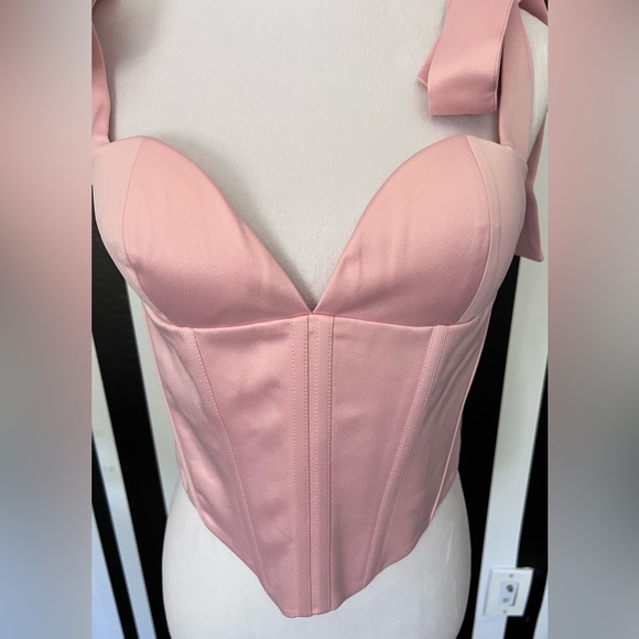 Pink Sweetheart Neck Shoulder Tie Corset Top - NWT - Picture 5 of 7